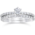 thumbnail image 1 of Pompeii 1 Carat Diamond Engagement Wedding Ring Set 10K White Gold (H/I,I1-I2), 1 of 3