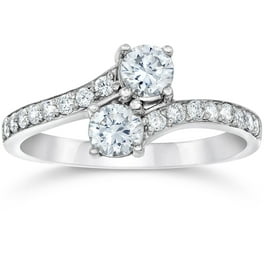 Pompeii 1CT 2 Stone Forever Us Lab Created Diamond Engagement Ring 14k White Gold Walmart