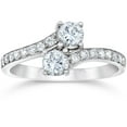 thumbnail image 1 of Pompeii 1CT 2 Stone Forever Us Lab Created Diamond Engagement Ring 14k White Gold, 1 of 2