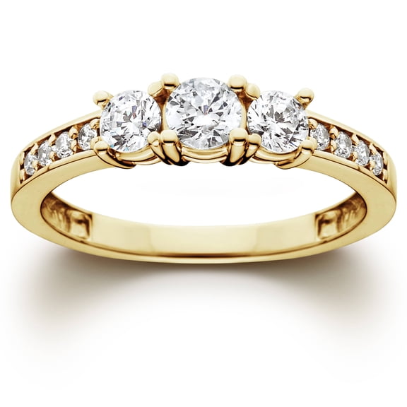 Pompeii 1 Ct 3-Stone Diamond Engagement Ring 10K Yellow Gold (H/I,I2-I3)