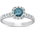 thumbnail image 1 of Pompeii 1 Ct Blue Diamond Cushion Halo Engagement Ring 14k White Gold (H/I,I1-I2), 1 of 3