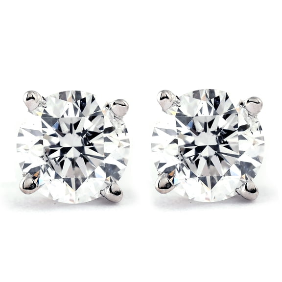 Pompeii 1 Ct Diamond Studs Screw Back Womens Earrings in 14K White Gold (I-J,I2-3)