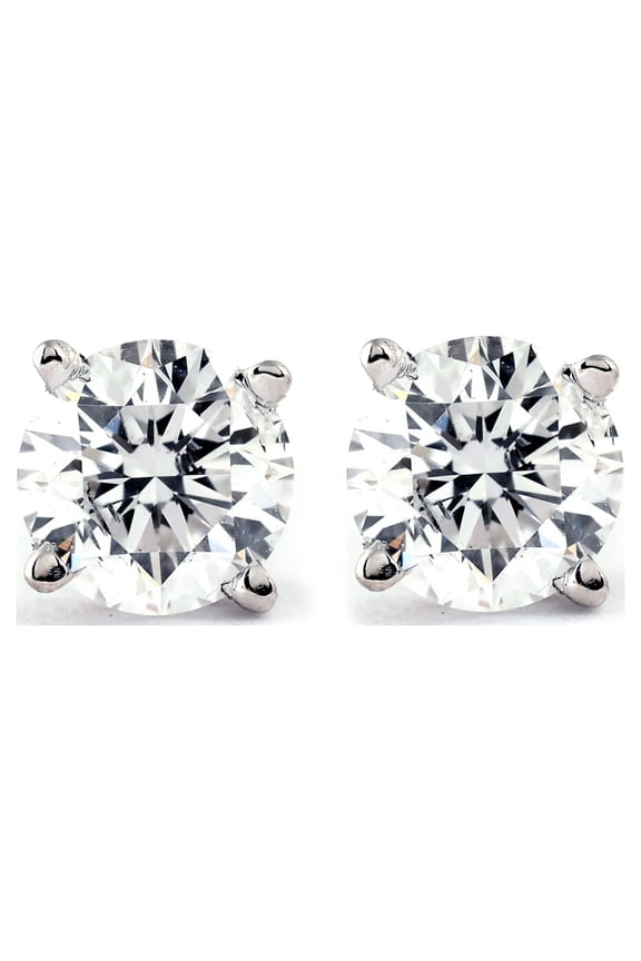 Pompeii 1 Ct Diamond Studs Screw Back Womens Earrings in 14K White Gold (I-J,I2-3)