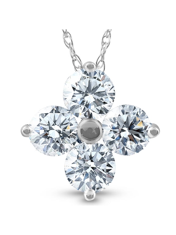 Pompeii 1 Ct Diamond 4-Stone Pendant 14k White Gold EX3 Lab Grown Necklace
