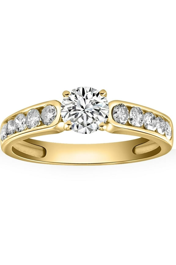 Pompeii 1 Ct Diamond Engagement Ring With Channel Set Accents in 10k Yellow Gold