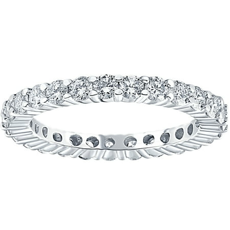 Pompeii 1 Ct Diamond Eternity Ring 10k White Gold Womens Wedding Band (G/H,I2-I3)
