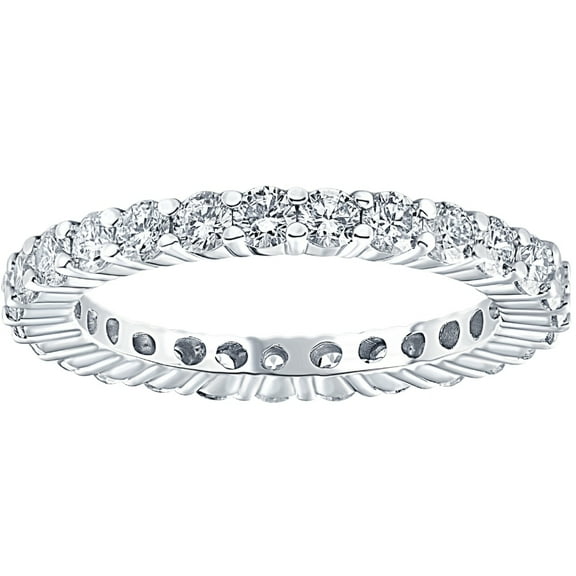 Pompeii 1 Ct Diamond Eternity Ring 10k White Gold Womens Wedding Band (G/H,I2-I3)