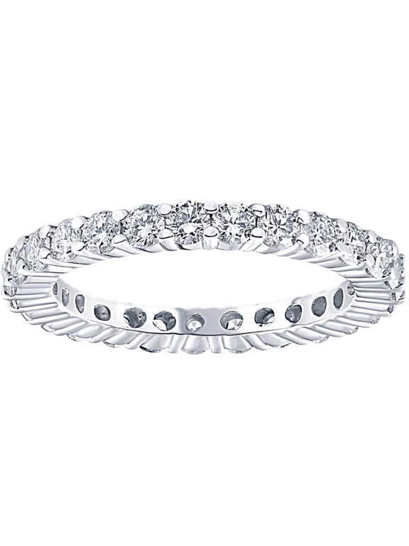 Pompeii 1 Ct Diamond Eternity Ring 10k White Gold Womens Wedding Band (G/H,I2-I3)