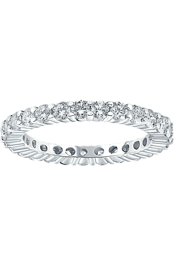 Pompeii 1 Ct Diamond Eternity Ring 10k White Gold Womens Wedding Band (G/H,I2-I3)