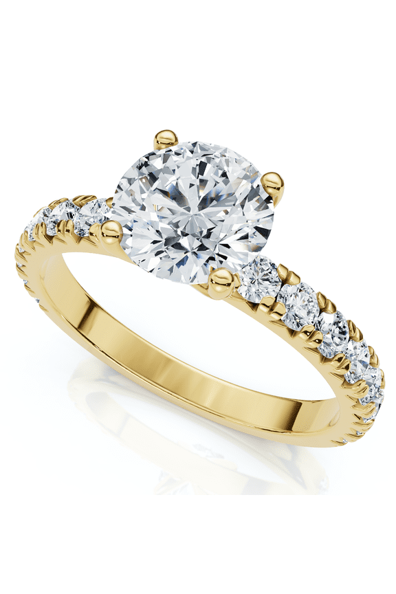 Pompeii 1 Ct Diamond Round Cut Engagement Ring Single Row 10k White Gold (H/I,I1-I2)