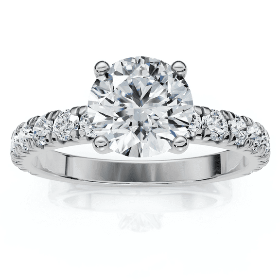 Pompeii 1 Ct Diamond Round Cut Engagement Ring Single Row 10k White Gold (H/I,I1-I2)