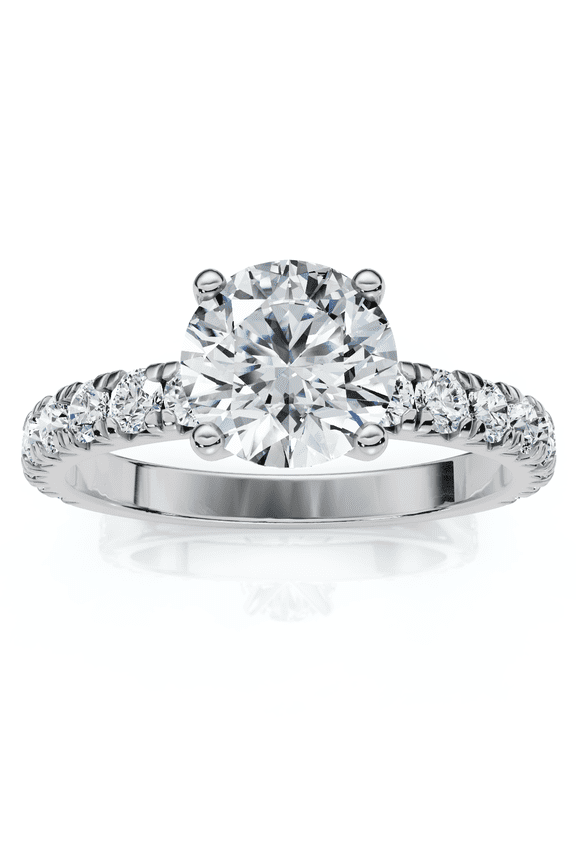 Pompeii 1 Ct Diamond Round Cut Engagement Ring Single Row 10k White Gold (H/I,I1-I2)