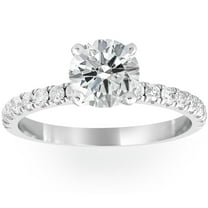 Pompeii 1 Ct Diamond Round Cut Engagement Ring Single Row 14k White Gold (H/I,I1-I2)