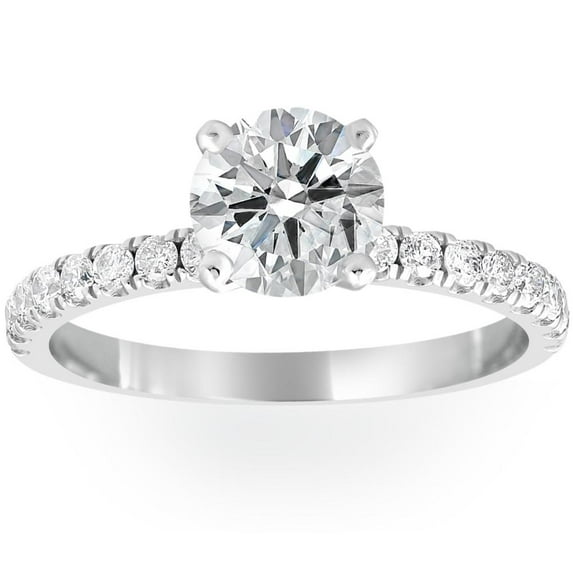 Pompeii 1 Ct Diamond Round Cut Engagement Ring Single Row 14k White Gold (H/I,I1-I2)