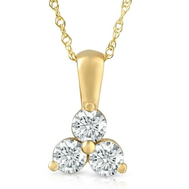 Pompeii 1 Ct Diamond Three Stone Pendant in Rose Gold Lab Grown Necklace (((G-H)),VS1)