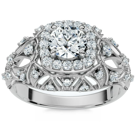 Pompeii 1 Ct Diamond Vintage Engagement Ring Lab Grown in 14k White Yellow or Rose Gold