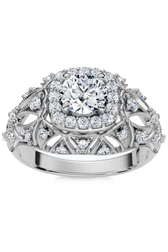 Pompeii 1 Ct Diamond Vintage Engagement Ring Lab Grown in 14k White Yellow or Rose Gold