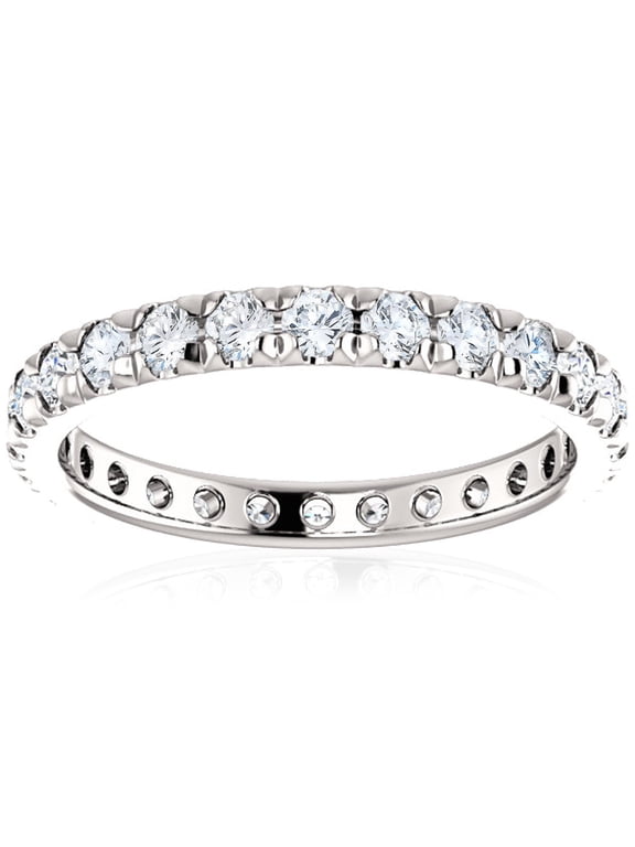 Pompeii 1 Ct Diamond Wedding Eternity Ring 14k White Gold (H/I,I1-I2)