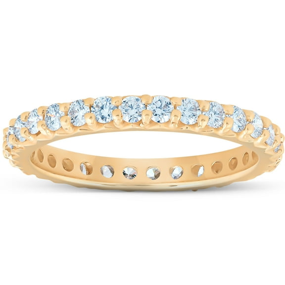 Pompeii 1 Ct Diamond Wedding Eternity Ring Lab Grown 14k Yellow Gold (((G-H)),SI(2)-I(1))