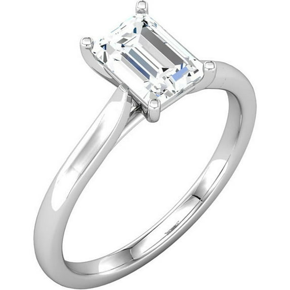 Pompeii 1 Ct Emerald Diamond Solitaire Engagement Ring 14k White Gold Lab Grown (FG,VS)