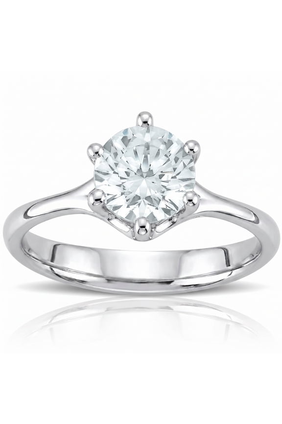 Pompeii 1 Ct Round Diamond Engagement Six Prong Solitaire Ring White Gold Lab Grown