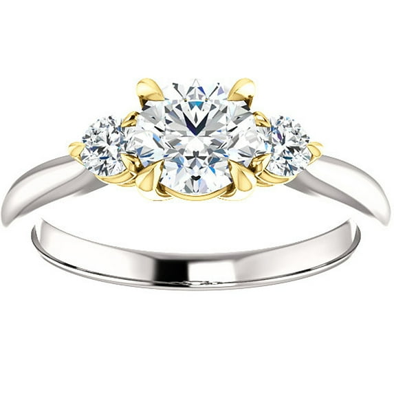 Pompeii 1 Ct Round Diamond Three Stone 14k Gold Two Tone Engagement Anniversary Ring