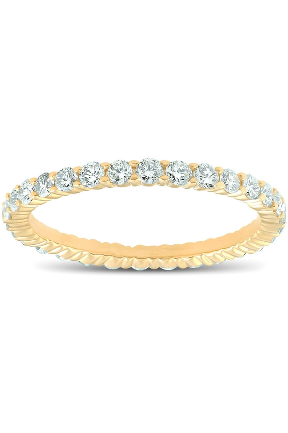 1Ct T.W. Lab Grown Diamond Eternity Ring 14k Yellow Gold Stackable Wedding Band