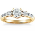 thumbnail image 1 of Pompeii 1 Ct T.W. Round Cut Three Stone Diamond Engagement Ring Lab Grown Gold, 1 of 4