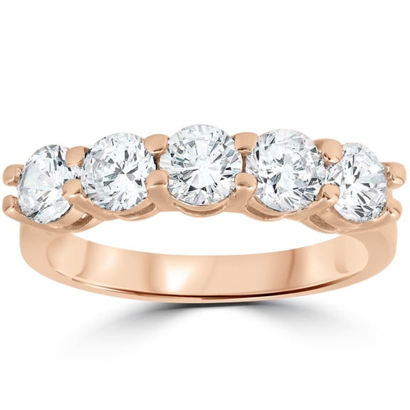 Pompeii 1 Ct TW Five Stone Diamond Wedding Ring in White, Yellow, or Rose Gold (HI,I2-I3)