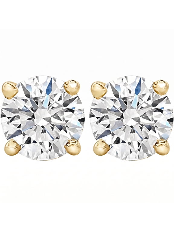 Pompeii 1 Ct TW Lab Grown Round Diamond Studs 14k Yellow Gold (FG,VS)