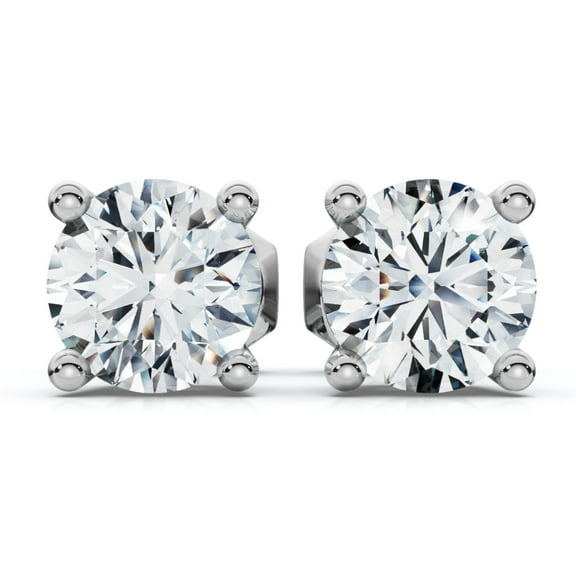 Pompeii 1 Ct TW Round Cut Diamond Screw Back Studs 14k White Gold Lab Grown (G,SI1)