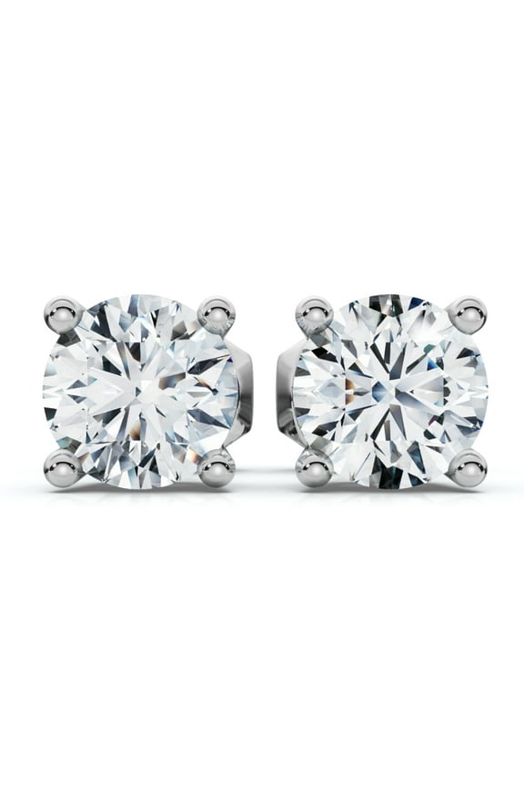 Pompeii 1 Ct TW Round Cut Diamond Screw Back Studs 14k White Gold Lab Grown (G,SI1)