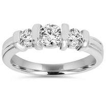 Pompeii 1 Cttw 3-Stone Natural Diamond Engagement Ring Bar Set 10K White Gold Band