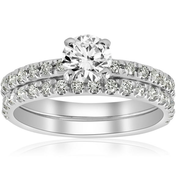 Pompeii 1 ct Diamond Engagement Wedding Ring French Pave Set 14k White Gold (H/I,I1-I2)