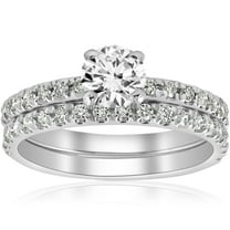 Pompeii 1 ct Diamond Engagement Wedding Ring French Pave Set 14k White Gold (H/I,I1-I2)