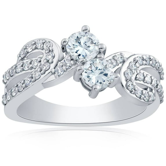 Pompeii 1 ct Diamond Forever Us 2-Stone Engagement Anniversary Solitaire Ring Rose Gold