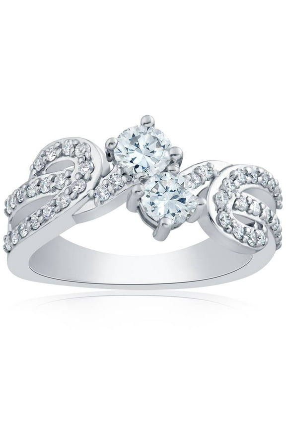 Pompeii 1 ct Diamond Forever Us 2-Stone Engagement Anniversary Solitaire Ring Yellow Gold