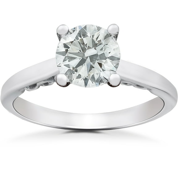 Pompeii 1 ct Diamond Round Solitaire Engagement Ring 14k White Gold Lab Grown (FG,VS)