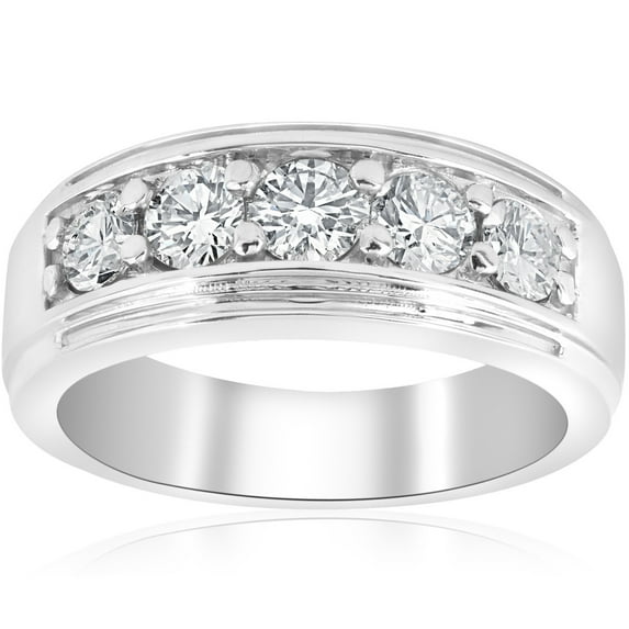 Pompeii 1 ct Mens Diamond Five Stone Wedding Ring 14k White, Yellow, Rose Gold