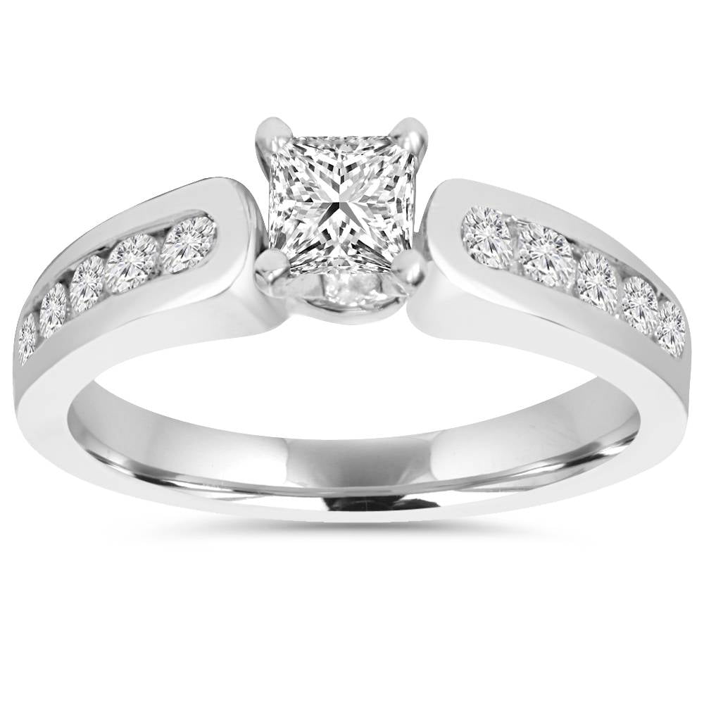 Pompeii 1 ct Princess Cut Diamond Womens Engagement Ring 14K White Gold