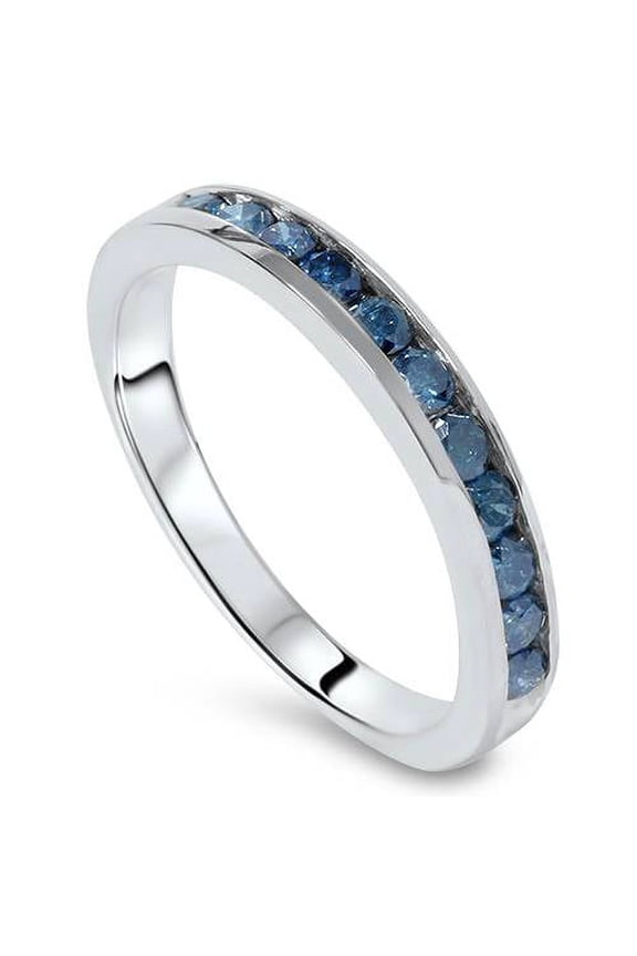 Pompeii 1 cttw Blue Diamond Wedding Ring 14K White Gold (Blue,SI2/SI3)