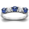 thumbnail image 1 of Pompeii 1 cttw Blue Sapphire & Diamond 5-Stone Wedding Anniversary Ring 14k White Gold, 1 of 2