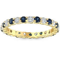 Pompeii 1 cttw Blue Sapphire Diamond Wedding Eternity Ring 10k Yellow Gold (G/H,I1-I2)