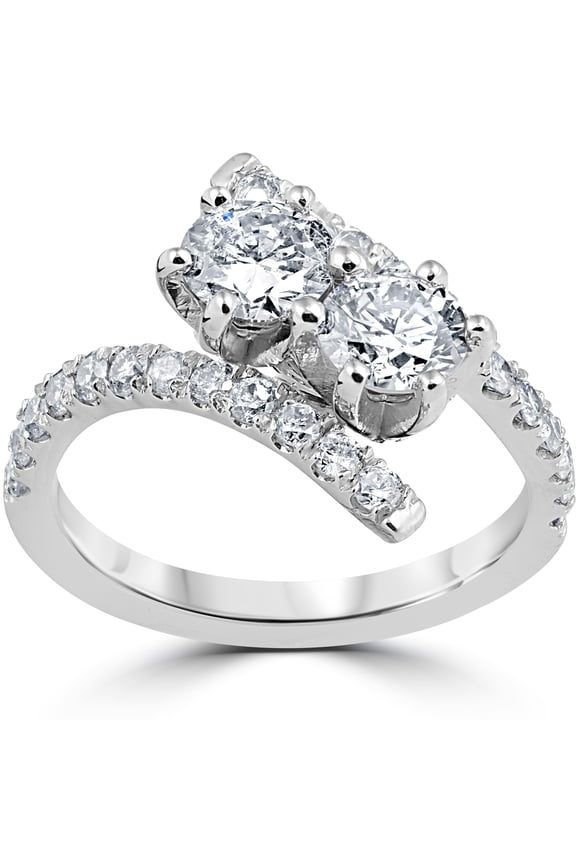 Pompeii 1 cttw Diamond 2 Stone Forever Us Engagement Anniversary Ring 14k White Gold