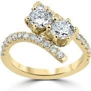 POMPEII3 Pompeii 1 cttw Diamond 2 Stone Forever Us Engagement Anniversary Ring 14k Yellow Gold