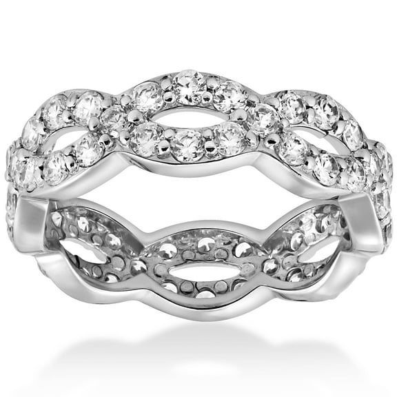 Pompeii 1 cttw Diamond Infinity Eternity Wedding Anniversary Ring 14K White Gold (G,I2)