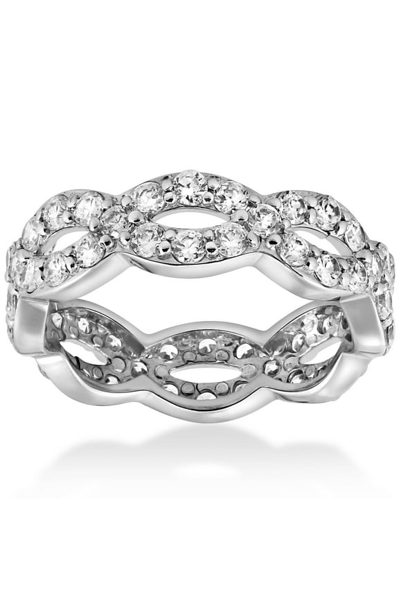 Pompeii 1 cttw Diamond Infinity Eternity Wedding Anniversary Ring 14K White Gold (G,I2)