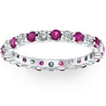 thumbnail image 1 of Pompeii 1 cttw Ruby & Diamond Wedding Eternity Stackable Ring 10k White Gold (G/H,I1-I2), 1 of 6