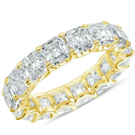 Pompeii 10 1/2 Ct Asscher Cut Moissanite Eternity Ring Wedding Band 10k Gold (,)