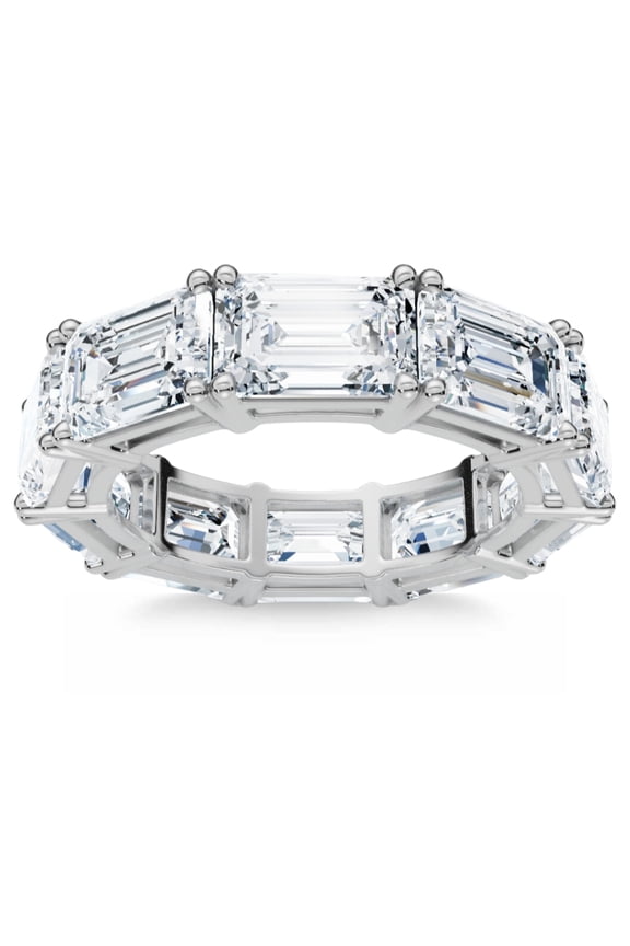 Pompeii 10Ct Emerald Cut Diamond Eternity Ring East West Set 14k White Gold Lab Grown